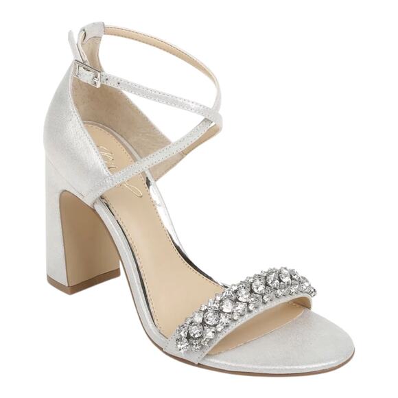 Jewel Badgley Mischka Shoes - Jewel Badgley Mischka Women Penny Crisscross Strap Evening Sandals Silver Size 7